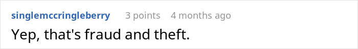 Comment on a social media post stating that the situation is fraud and theft.