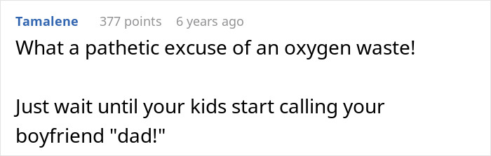 Screenshot of an online comment discussing a toxic ex and constant threats in a controversial conversation.