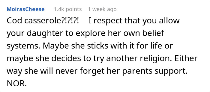 Comment discussing mom reaching breaking point as in-laws mock daughter&rsquo;s paganism and bring forbidden foods.