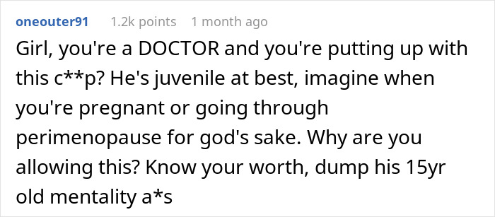 Comment criticizing a man for requiring his girlfriend to return to her weight from six years ago seen on a social media post. Comment criticizing a man for requiring his girlfriend to return to her weight from six years ago seen on a social media post.