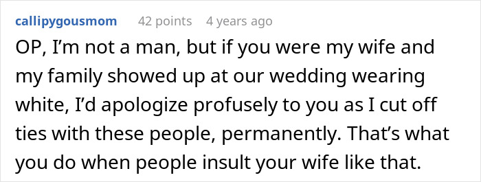 Screenshot of a forum comment discussing a son’s reaction to mom’s behavior ruining his wedding day. Screenshot of a forum comment discussing a son’s reaction to mom’s behavior ruining his wedding day.