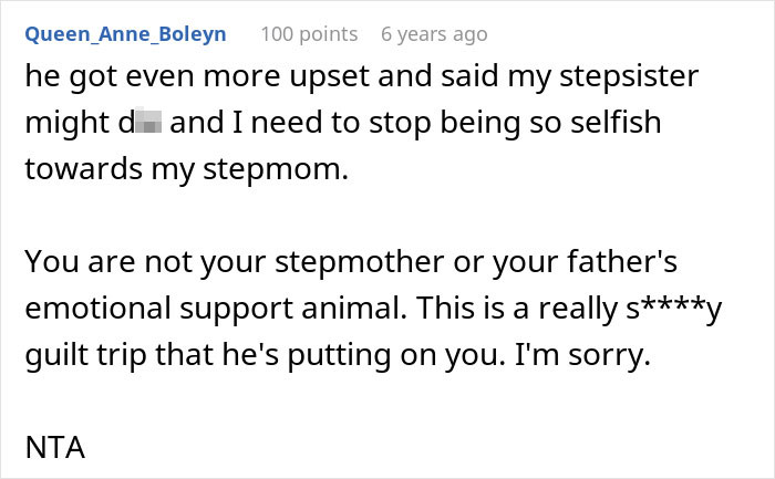 Screenshot of an online post with a sad teen refusing to visit special needs stepsister in hospital, expressing emotional conflict.