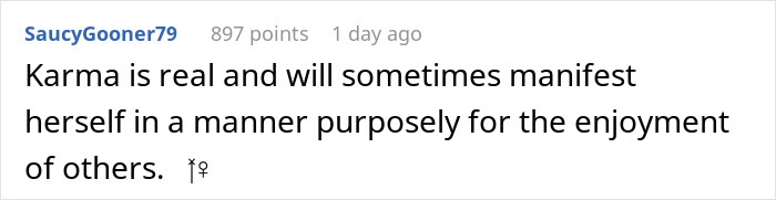 Comment about evil stepmom turning to wine after a failed life and stepdaughter witnessing poetic justice with satisfaction.