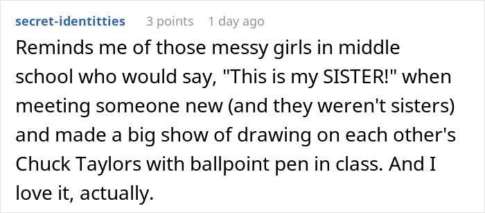 Comment on a forum post discussing a bizarre interaction between Cynthia Erivo and Ariana Grande, referencing middle school antics.