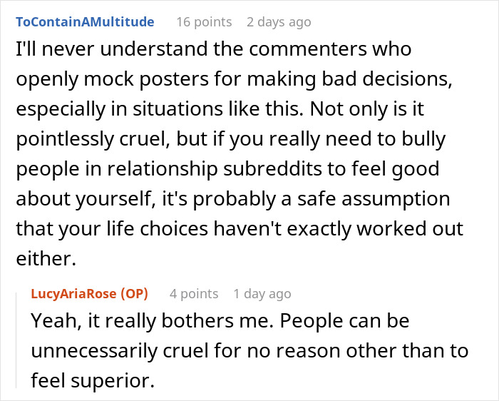 Screenshot of Reddit comments discussing a woman who moves in with boyfriend and realizes he wanted nanny with benefits.