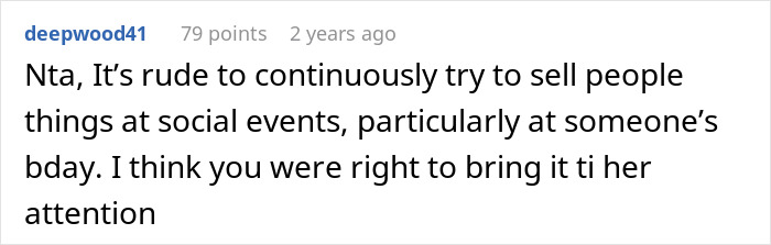 Screenshot of a Reddit comment discussing Etsy artist's self-promotion and the husband upset about using family events to push bracelets. Screenshot of a Reddit comment discussing Etsy artist's self-promotion and the husband upset about using family events to push bracelets.