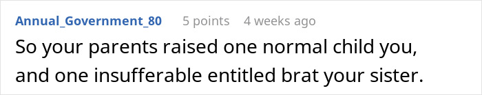 Screenshot of a social media comment criticizing entitlement, related to lady expecting free babysitting on demand for years.