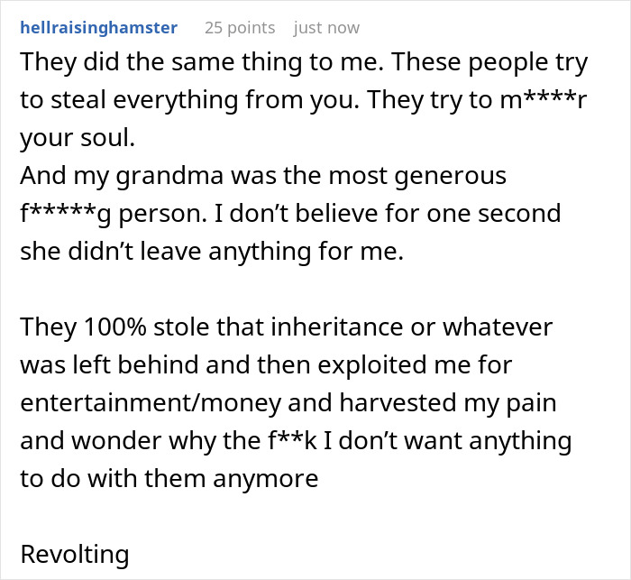 Screenshot of a social media comment discussing a mom preventing solicitor contact about grandma’s inheritance. Screenshot of a social media comment discussing a mom preventing solicitor contact about grandma’s inheritance.