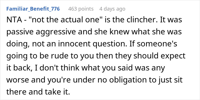 Text post from online forum discussing stay-at-home mom mocking sister-in-law&rsquo;s college degree and clapping back.