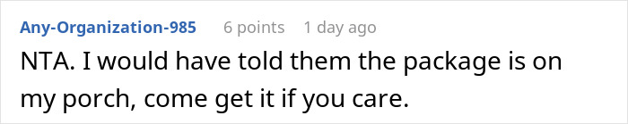 Screenshot of an online comment discussing a company sending packages to the wrong address and customer frustration.