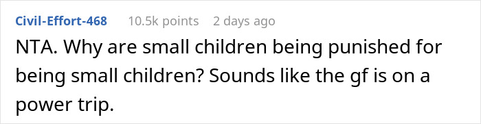 Comment about a lady going on a power trip while punishing small children, causing Halloween conflict with their angry mom.