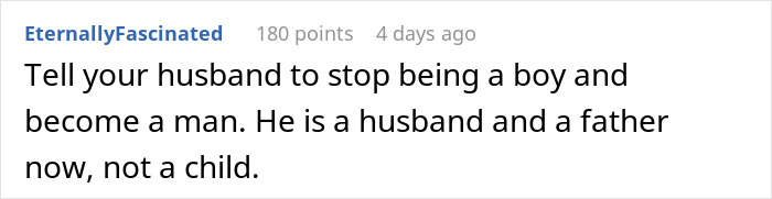 Comment text on a white background discussing MIL demanding baby&rsquo;s name honor her culture while new mom fights for her heritage.