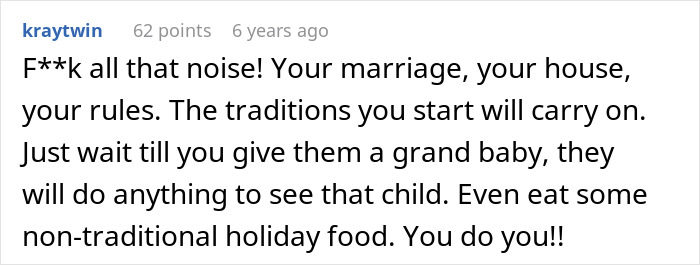 Comment expressing support for a woman whose in-laws make fun of her Thanksgiving dinner and say she ruined the holiday. Comment expressing support for a woman whose in-laws make fun of her Thanksgiving dinner and say she ruined the holiday.