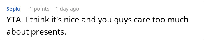 Screenshot of a Reddit comment discussing a man who thinks his proposal counts as a Christmas gift.