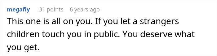 Screenshot of a user comment discussing strangers and children in a public setting related to haunted hayride experience.
