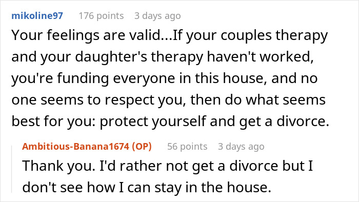 Screenshot of a Reddit conversation about a man dealing with a teen&rsquo;s rude attitude and family struggles.