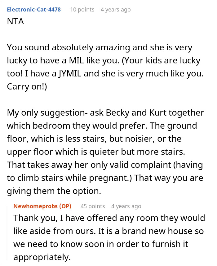 Text conversation about MIL telling DIL the world doesn&rsquo;t revolve around her pregnancy after complaints about stairs.