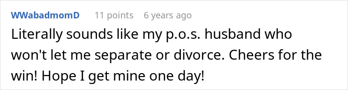 Screenshot of an online comment discussing dealing with a toxic ex and challenges in separation or divorce.