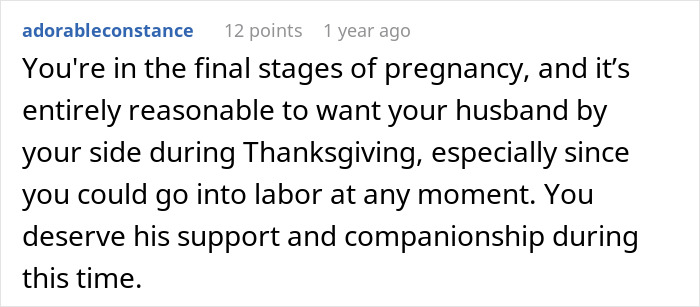 Screenshot of a heartfelt Reddit comment about pregnancy, family support, and challenges with a possessive mother-in-law.