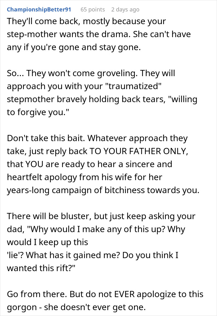 Text message advice about handling family drama involving stepmother and stepdaughter’s sexuality during Thanksgiving conflict. Text message advice about handling family drama involving stepmother and stepdaughter’s sexuality during Thanksgiving conflict.