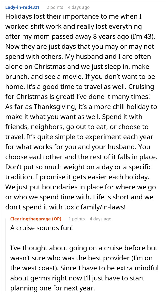 Woman excludes sick daughter-in-law from family holiday, causing conflict after she responds angrily to exclusion. Woman excludes sick daughter-in-law from family holiday, causing conflict after she responds angrily to exclusion.