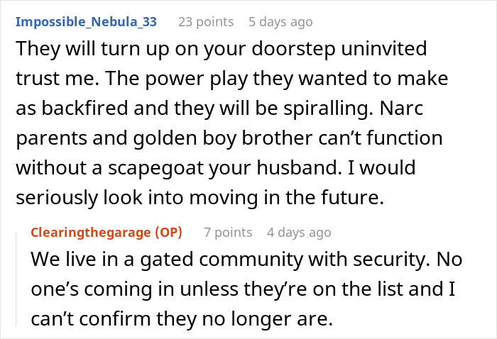 Forum text showing a discussion about family conflicts involving a woman purposely excluding sick DIL from holiday plans. Forum text showing a discussion about family conflicts involving a woman purposely excluding sick DIL from holiday plans.