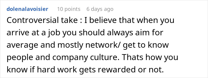 Comment about employee overworking and company culture, discussing the impact of doing roles of 4 people and work balance.