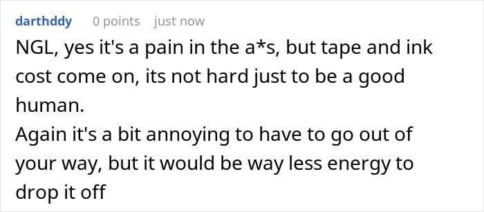 User comment about package mix-up, expressing frustration with company sending to wrong address and return cost expectations.