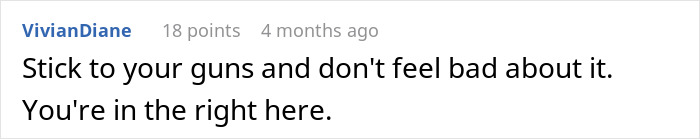 Comment from VivianDiane encouraging firmness and reassurance during a discussion about MIL joining couple on vacation.