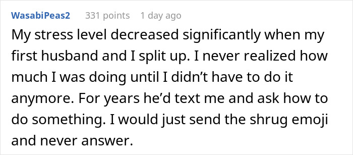 Reddit user shares how stress decreased after stopping treating husband like a kid, leading to unexpected chaos in their relationship.
