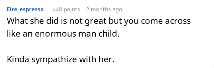 Screenshot of a Reddit comment discussing a husband refusing intimacy for 5 years and wife finding someone younger.