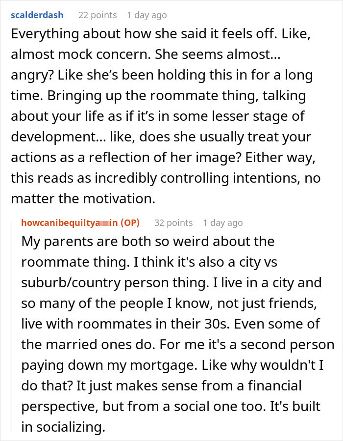 Screenshot of a Reddit conversation discussing a woman wanting to skip Thanksgiving due to a mom’s unhinged text message. Screenshot of a Reddit conversation discussing a woman wanting to skip Thanksgiving due to a mom’s unhinged text message.