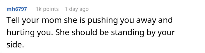 Screenshot of an online comment advising a woman to confront her SIL about hurtful behavior on Thanksgiving.