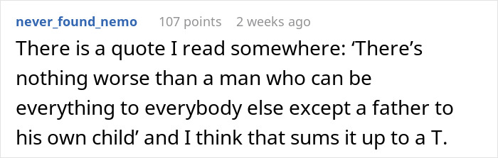 Screenshot of a Reddit comment discussing the relationship between a father and his child on a 50th birthday post.