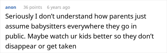 Screenshot of an online comment criticizing entitled parents for leaving scared kids to strangers on a haunted hayride.