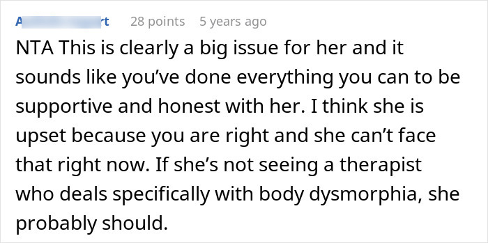 Screenshot of an online discussion about a woman seeking her husband's honest feelings on her plastic surgeries.