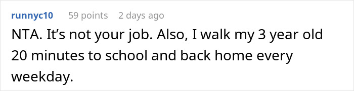 Comment on forum discussing woman refusing to take niece to school, sparking family-wide meltdown over responsibilities.