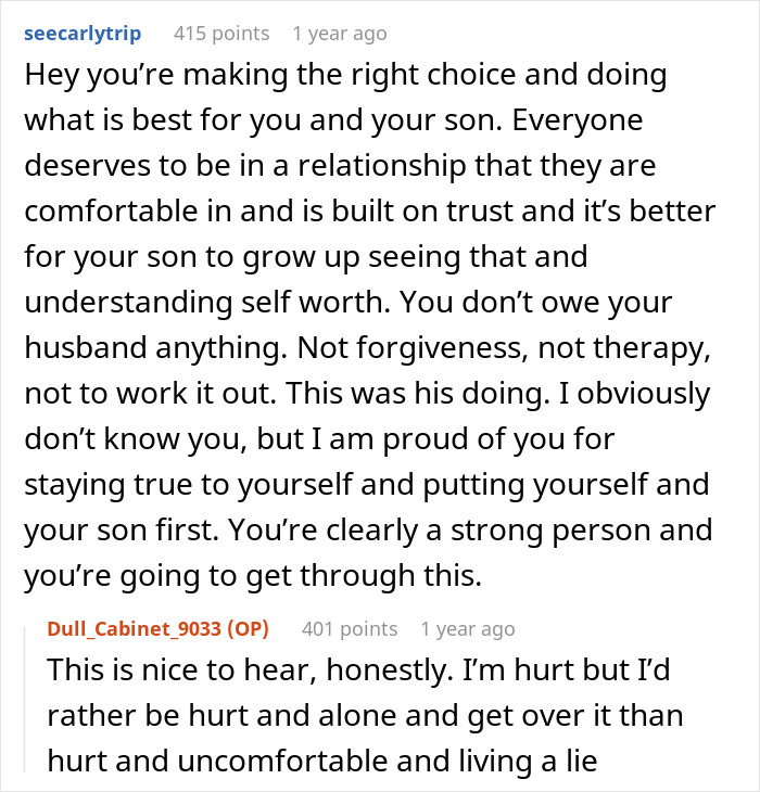 Comment on man cheating while wife is pregnant and postpartum, discussing trust and leaving the relationship.