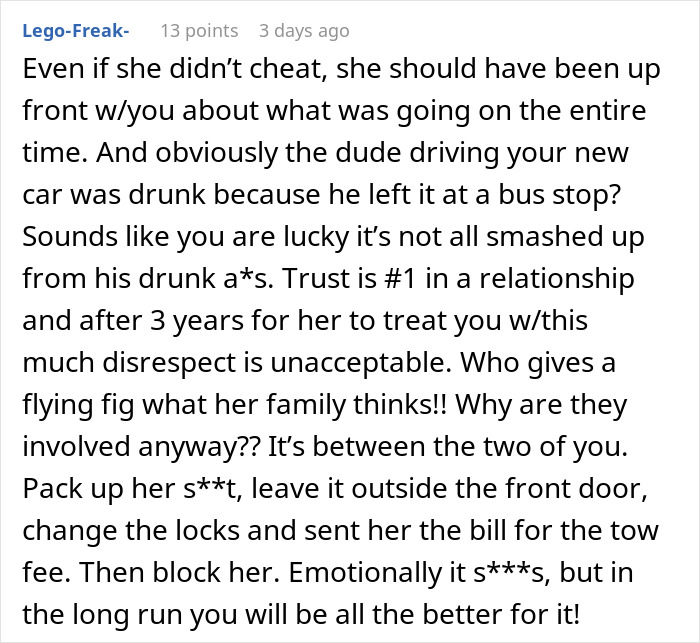 Man confronts girlfriend about secretly going clubbing and losing his car, leading to their breakup and trust issues.