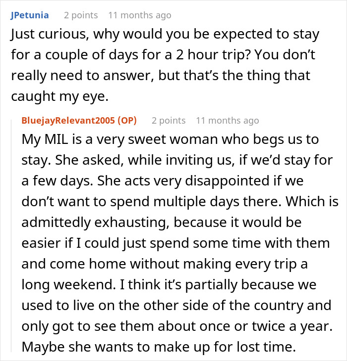 Screenshot of an online discussion about MIL&rsquo;s cooking being bad and hazardous, causing a pregnant woman to want to skip Thanksgiving.