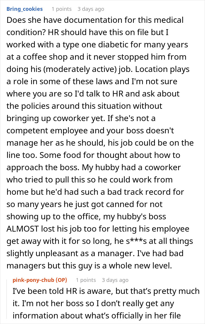 Woman eats what she shouldn&rsquo;t at work causing trouble for coworker and HR in office setting discussion.