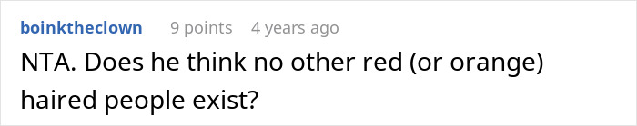 Comment on dyeing hair orange classmate drama questioning awareness of other red or orange-haired people.