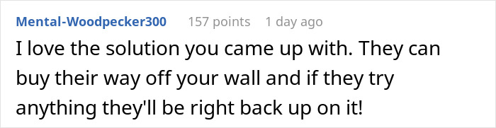 Screenshot of a social media comment describing a woman&rsquo;s unexpectedly savage revenge on a petty neighbor.