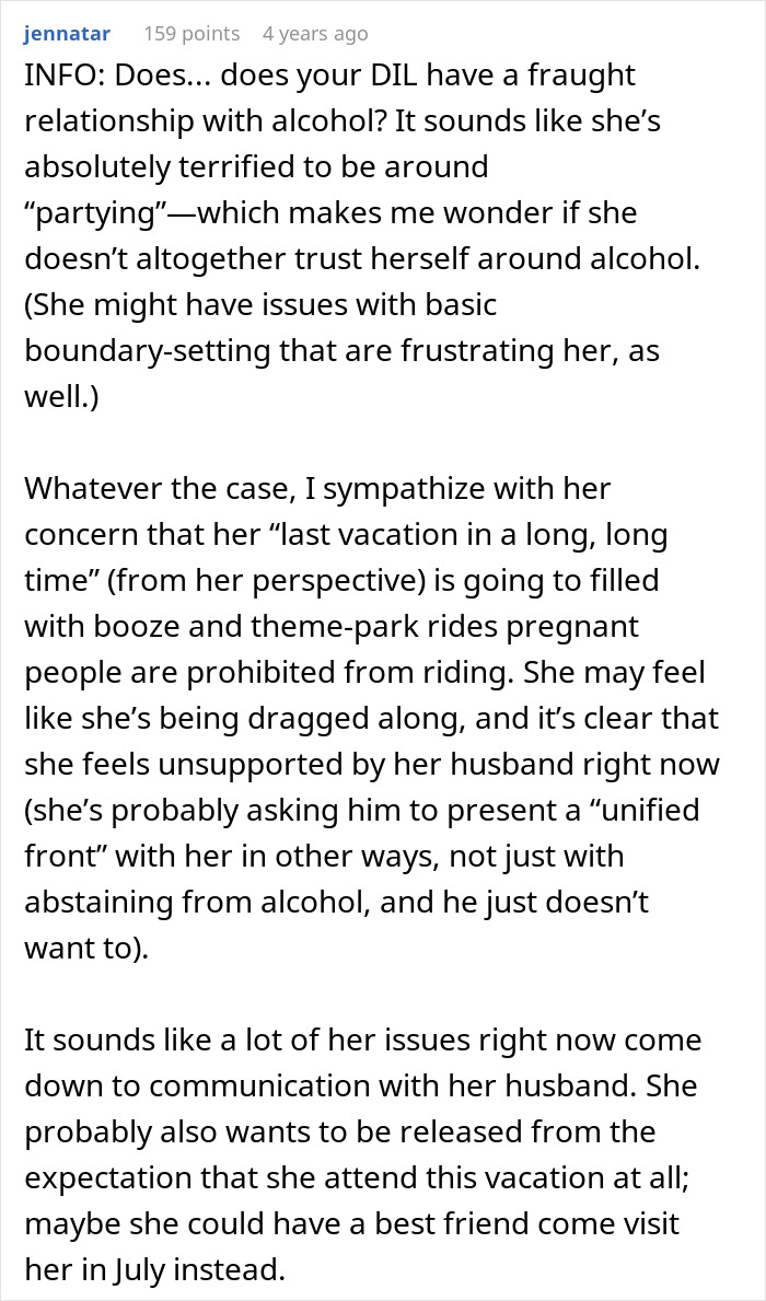 Comment discussing MIL telling DIL the world doesn&rsquo;t revolve around her pregnancy after complaints.