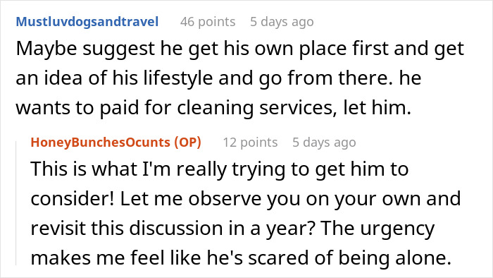 ALT text: Excerpt from a forum where GF feels uneasy every time BF mentions moving in, fearing losing independence and becoming caretaker. ALT text: Excerpt from a forum where GF feels uneasy every time BF mentions moving in, fearing losing independence and becoming caretaker.