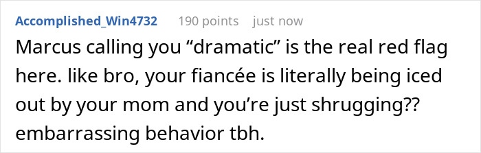 Screenshot of an online comment discussing a future MIL scheduling family events on days the lady is working.