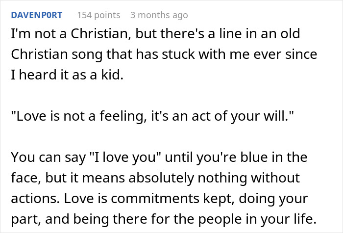 Screenshot of a forum post discussing feelings of hurt and neglect related to family priorities over work.
