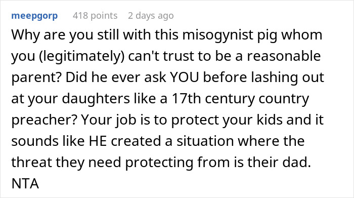 Comment discussing man’s reaction to teen daughter’s relationship, highlighting protection and parental trust issues. Comment discussing man’s reaction to teen daughter’s relationship, highlighting protection and parental trust issues.