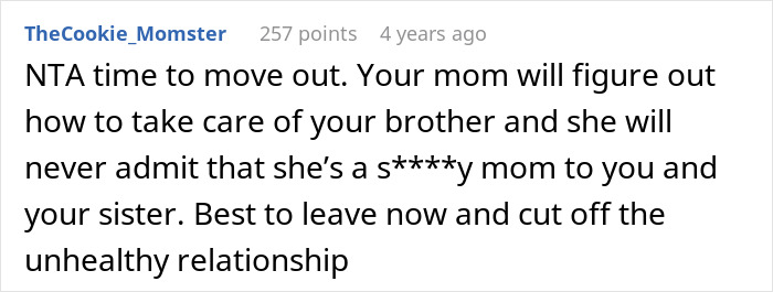 Online comment advising to move out to avoid unhealthy relationship with mom who hates celebrating kids’ birthdays during holidays. Online comment advising to move out to avoid unhealthy relationship with mom who hates celebrating kids’ birthdays during holidays.