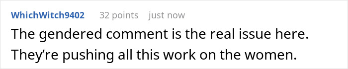 Online comment highlighting concerns about an analyst refusing free labor and its impact on workplace vibe regarding snacks and parties.